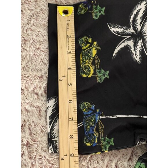 Hawaiian Style Mens L Shirt Palm Tree & Motorcycle Pacific & Co Black - Picture 9 of 16